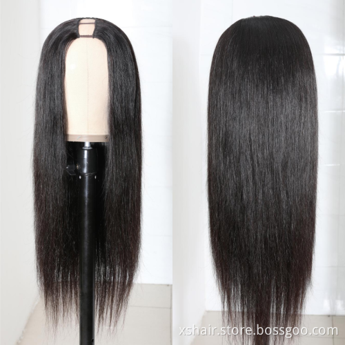 Factory Wholesale 180 Density Human Hair Wigs U Part No Lace Human Hair Wigs for Black Women
